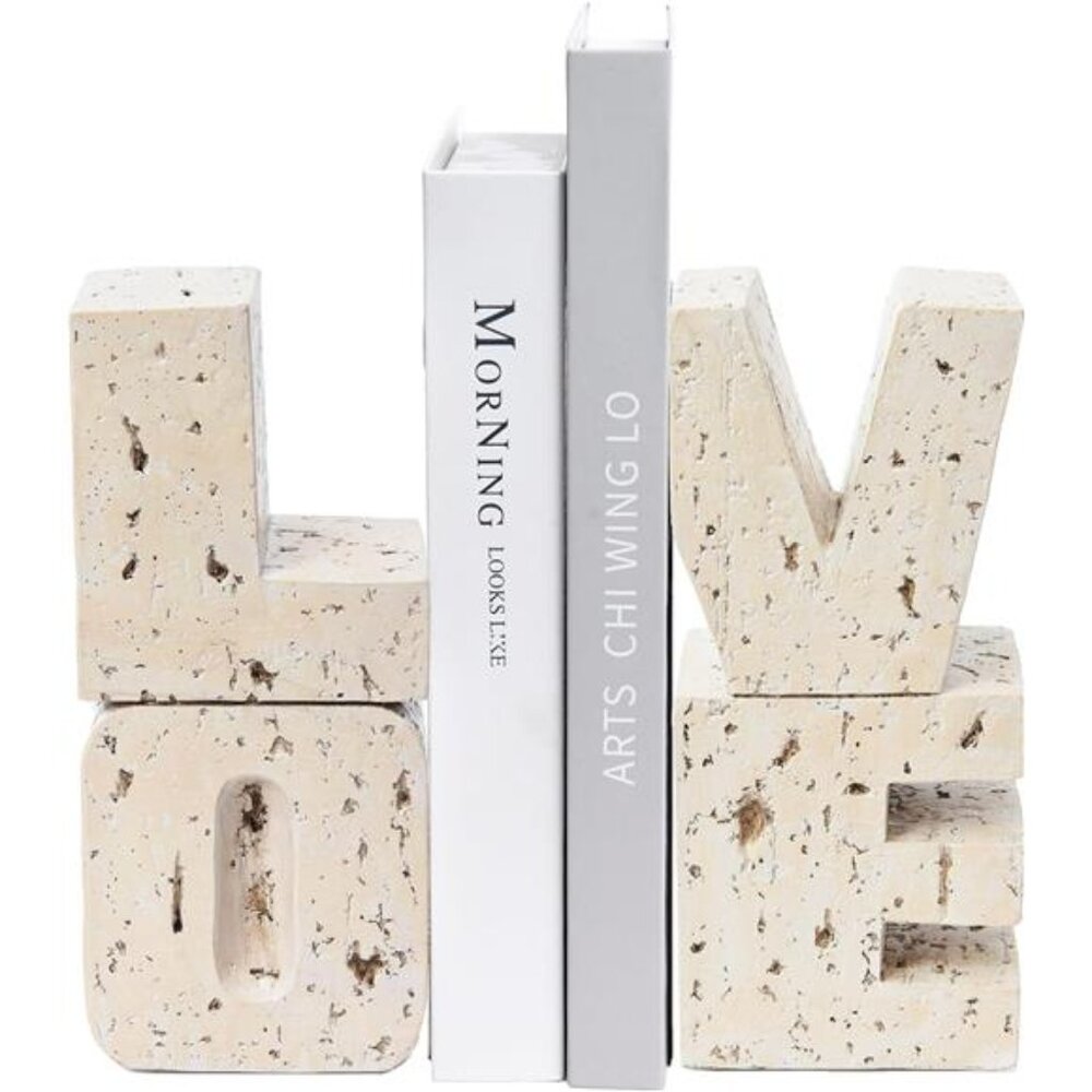 Love Bookends Decorative Resin Heavy Duty Book Holder Farmhouse Shelf Decor